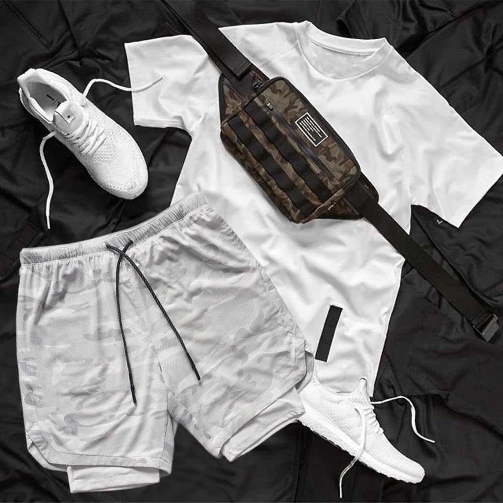 Optifit Running Shorts for Men with Multi Pocket, 2 Layer Invisible Sport Shorts Pants with Invisible Pocket for Running Hiking Gym Yoga Outdoor Exer, Quick Dry & Breathable Material (XL) White Optifit Running Shorts for Men with Multi Pocket, 2 Layer Invisible Sport Shorts Pants with Invisible Pocket for Running Hiking Gym Yoga Outdoor Exer, Quick Dry & Breathable Material (XL) White